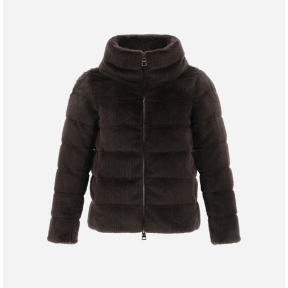 Herno Brown Lady Cape Faux-Fur Down Jacket size IT 40 (small) NWT